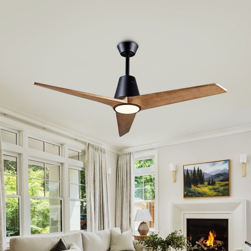 52" Modern Ceiling Fan with Lights,3 Solid Wood Blade,Reversible,3CCT for Indoor