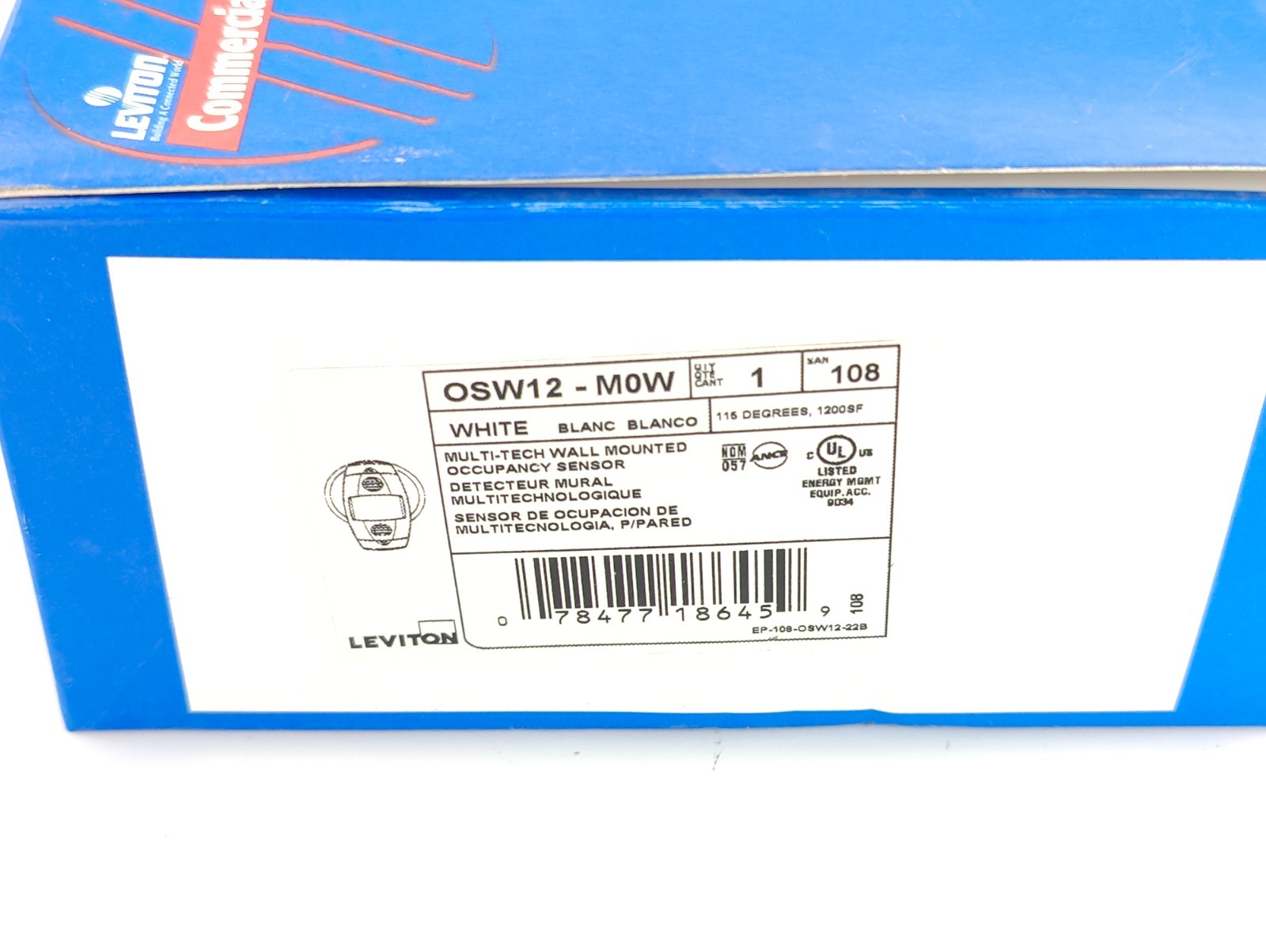 Leviton OSW12-M0W Multi-Tech Wall Mounted Motion Sensor 24VDC
