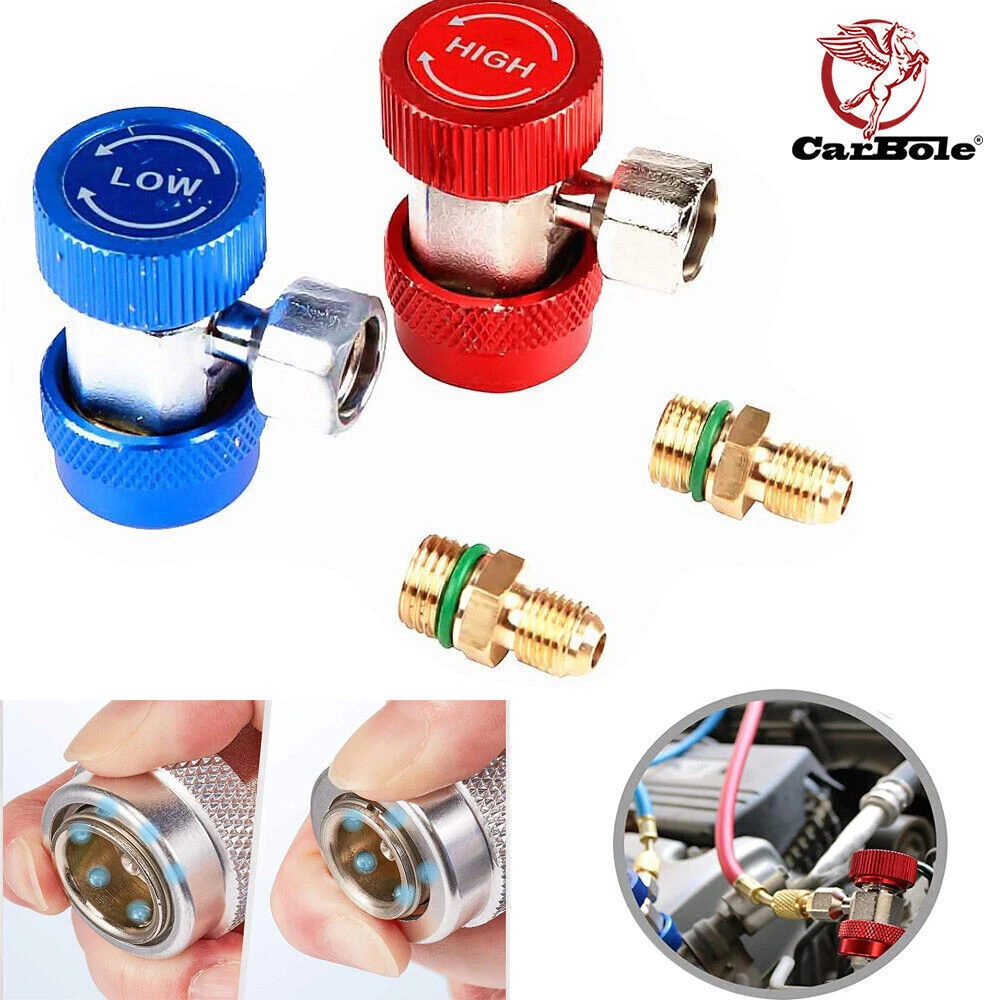 1/4" A/C R134A Quick Coupler Adapter Manifold Connector Sae Hvac High & Low Side