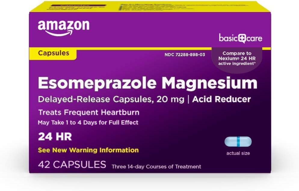 Amazon Esomeprazole Magnesium Heartburn 20mg Capsules 3-14 Day Treatments 42ct