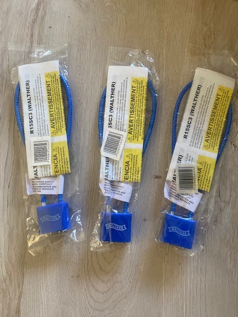 Walther Universal Firearm Safety Cable Locks w/ Keys – Secure Storage (3 Pack)