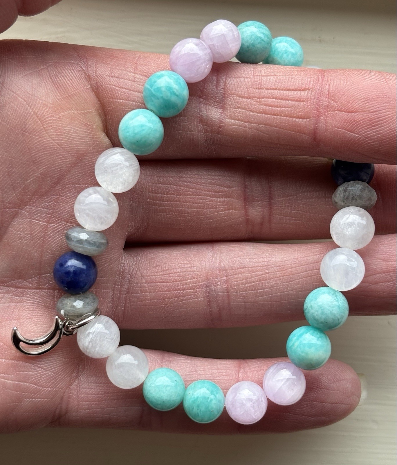 Gemstone Bracelet – Moonstone, Amazonite, Kunzite, Sodalite, & Labradorite