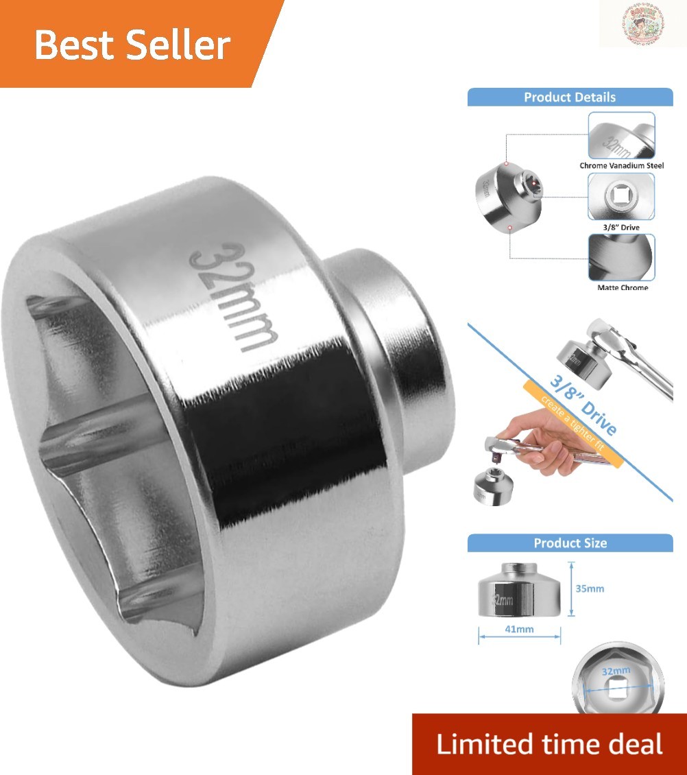 32mm Oil Filter Socket Wrench for VW, Audi, and GM Vehicles – Durable & Reliable