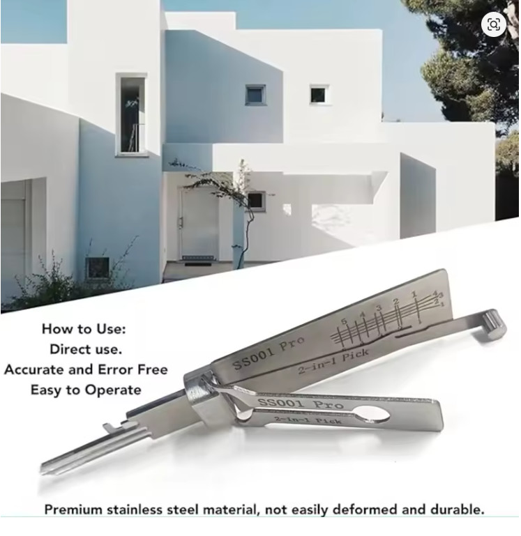 SS001 Pro Metal Key Decoder Tool Precision Hook & Pick Set O-ring Pickup Lock