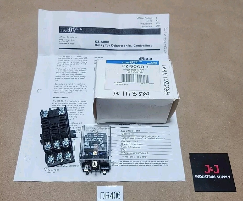 *NEW* Johnson Controls KZ-5000-1 Relay w/ Socket DC Operated 1500 Ohm + Warranty