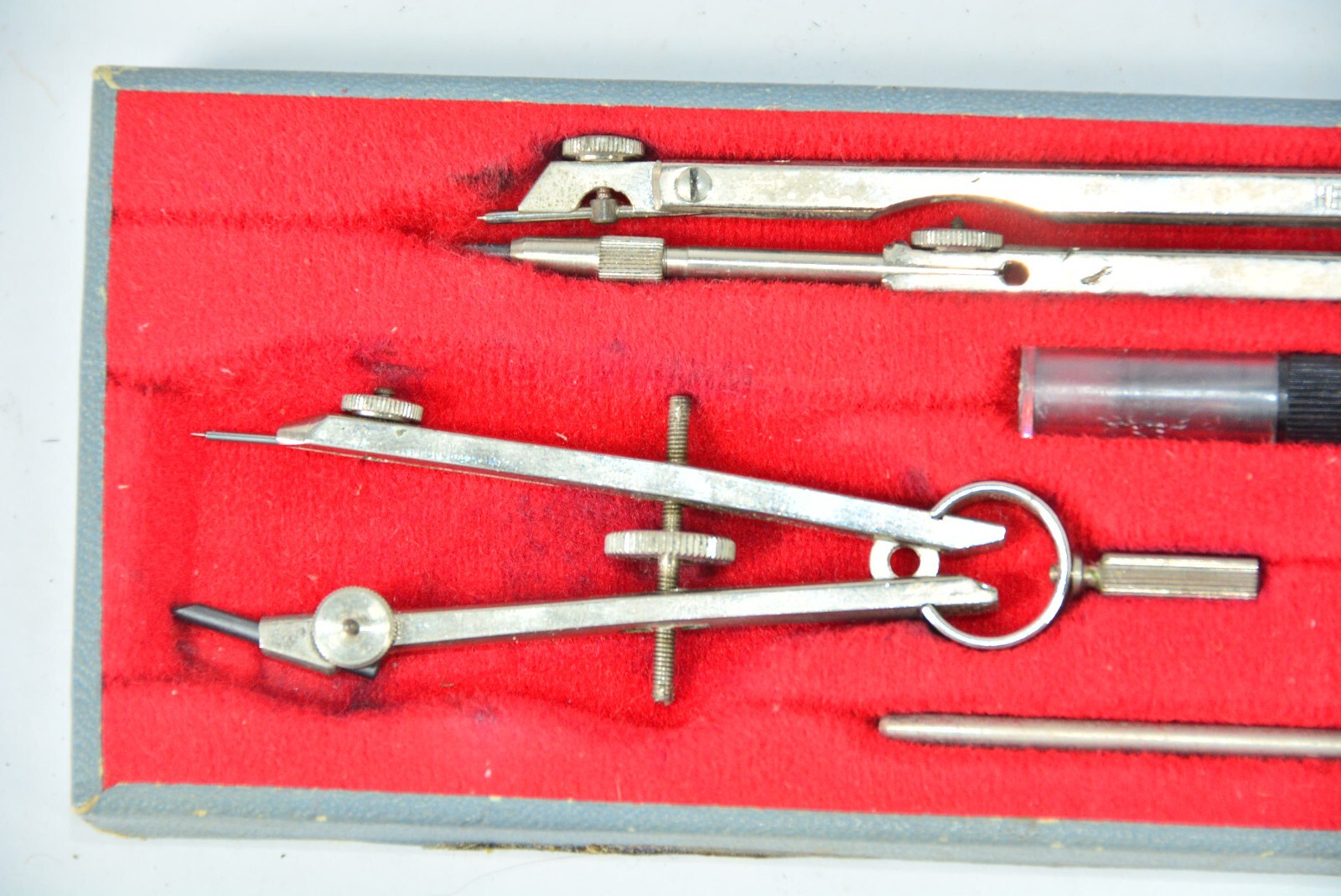 Vintage Drawing Set HELLERMAN Compass Dividers Extension 2 Extra Points