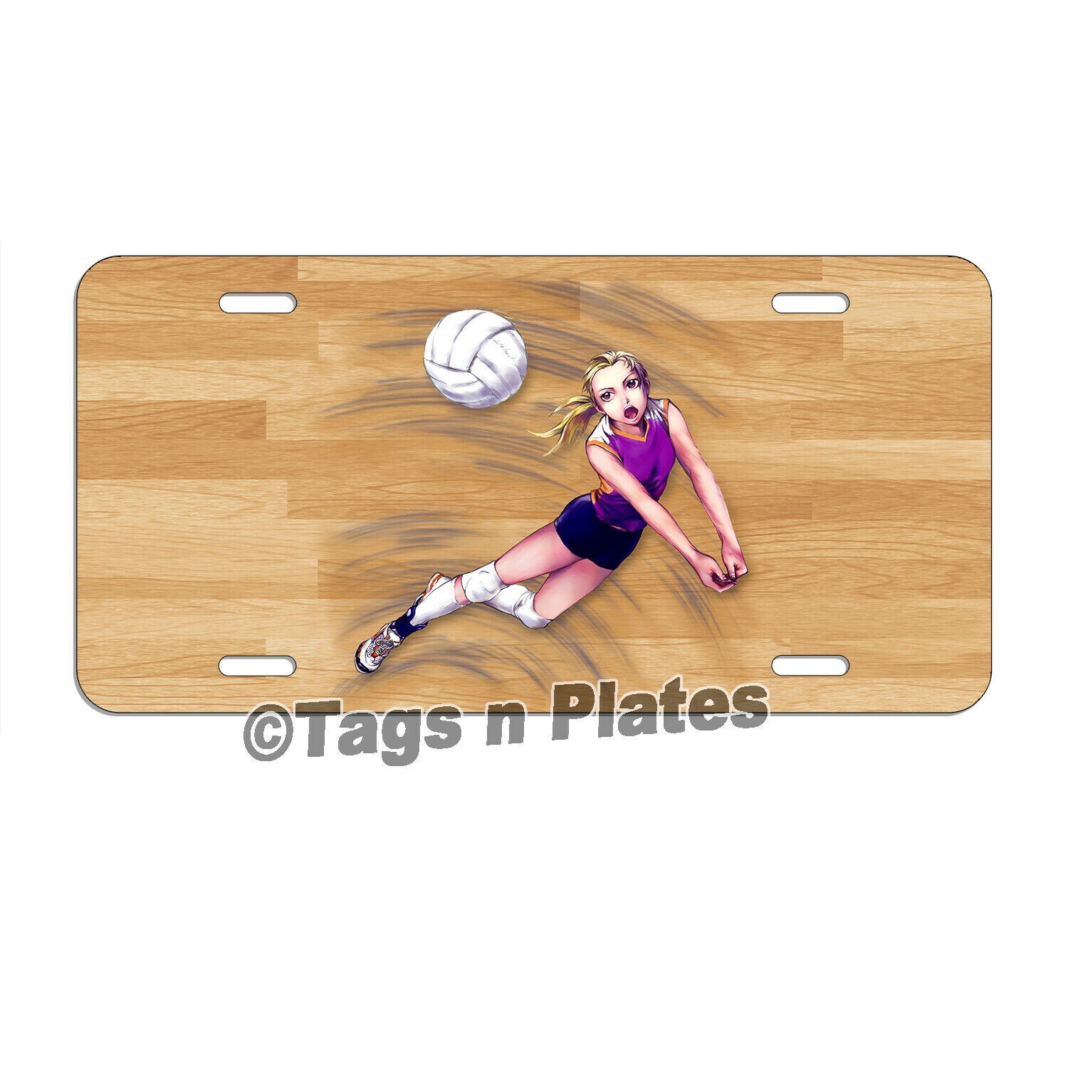 Volleyball Girl Spike Player License Plate Tag