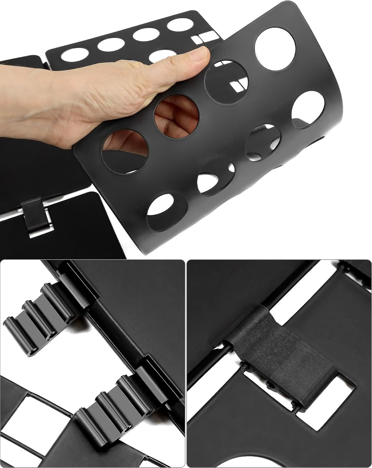PP Composite Folding Board, 2 Pack Folding Clothes Board - Black + Blue, One-Han