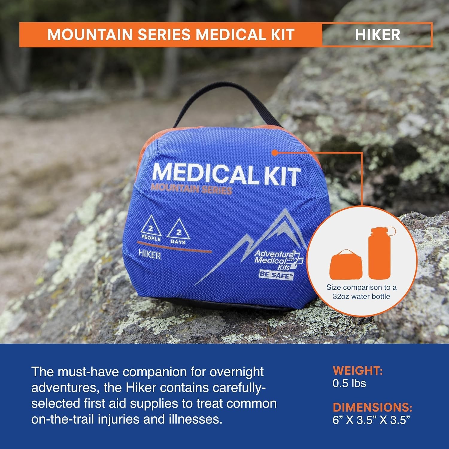Durable Hiking First Aid Kit for 2 - Complete Care with Trauma Pad & Bandages