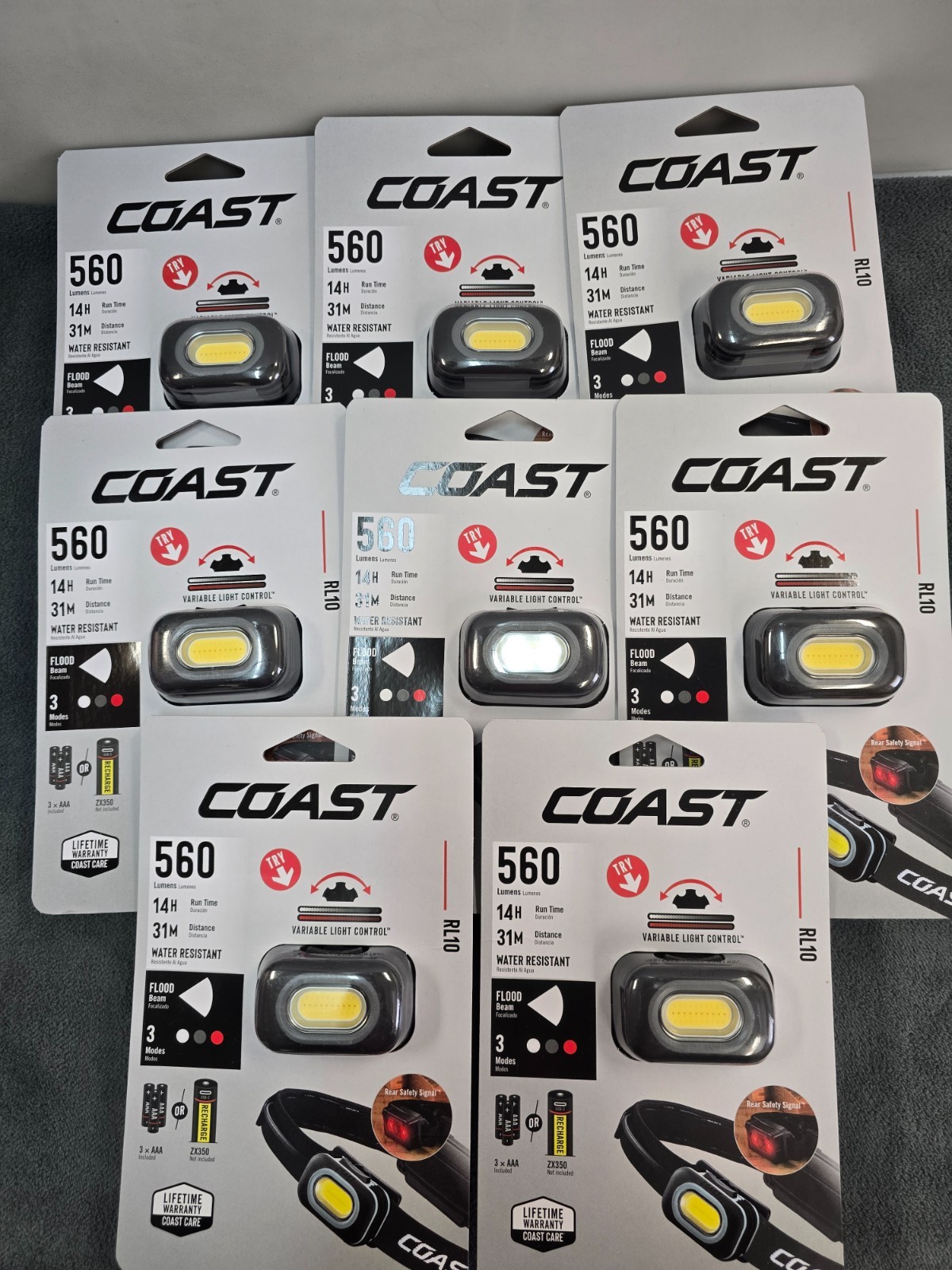 (8) Coast RL10 560 Lumen Battery Powered LED Headlamp