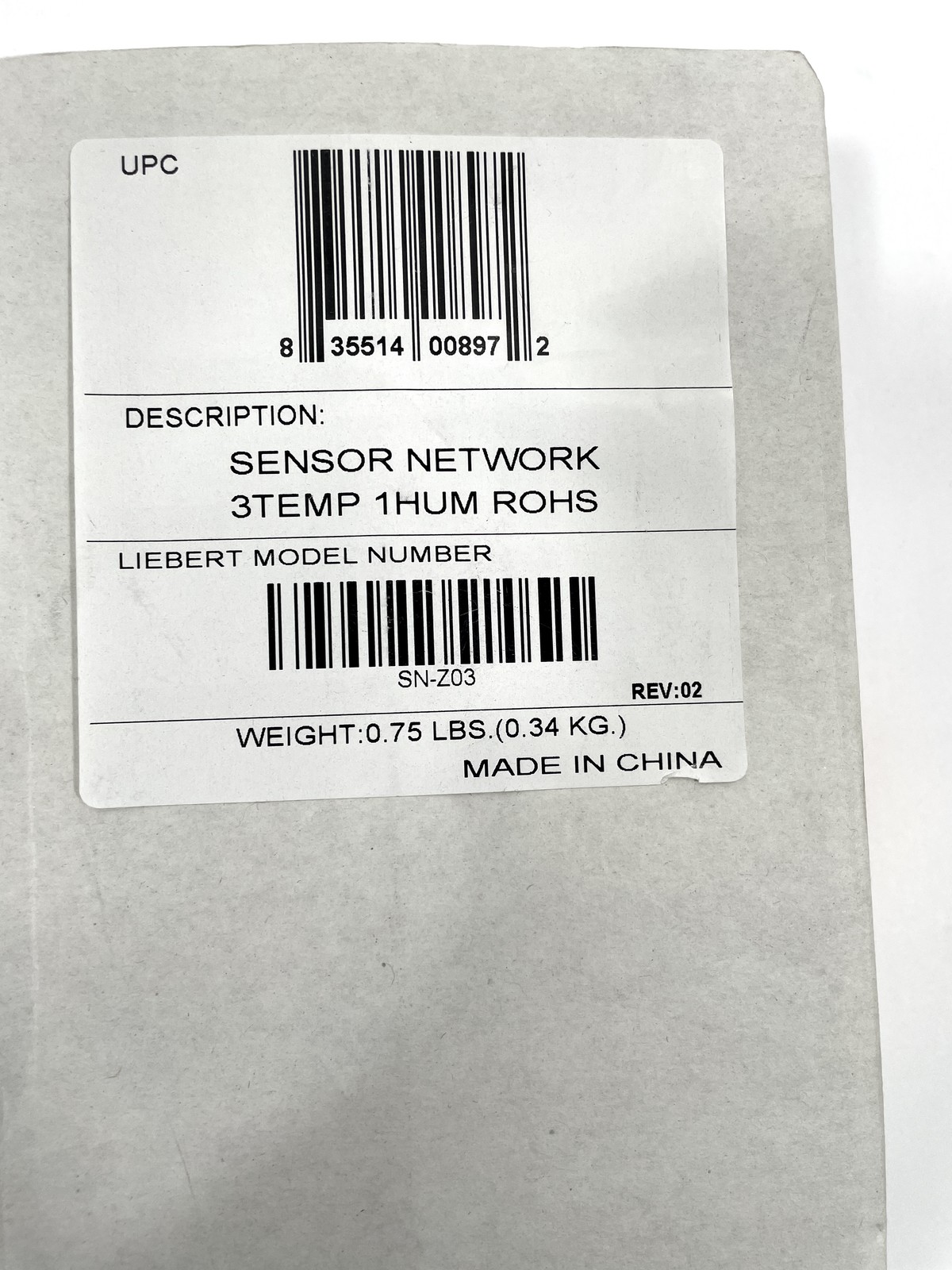 NEW OPEN-BOX Liebert SN-Z03 Temperature/Humidity Sensor Network 3Tem 1Hum ROHS