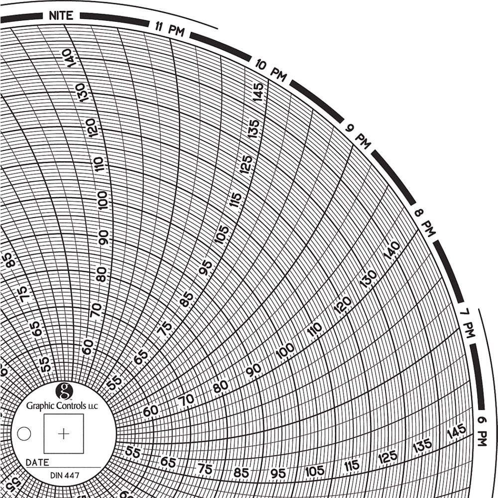GRAPHIC CONTROLS Chart 447 Circular Paper Chart, 24 hr, 60 pkg 30ZY30