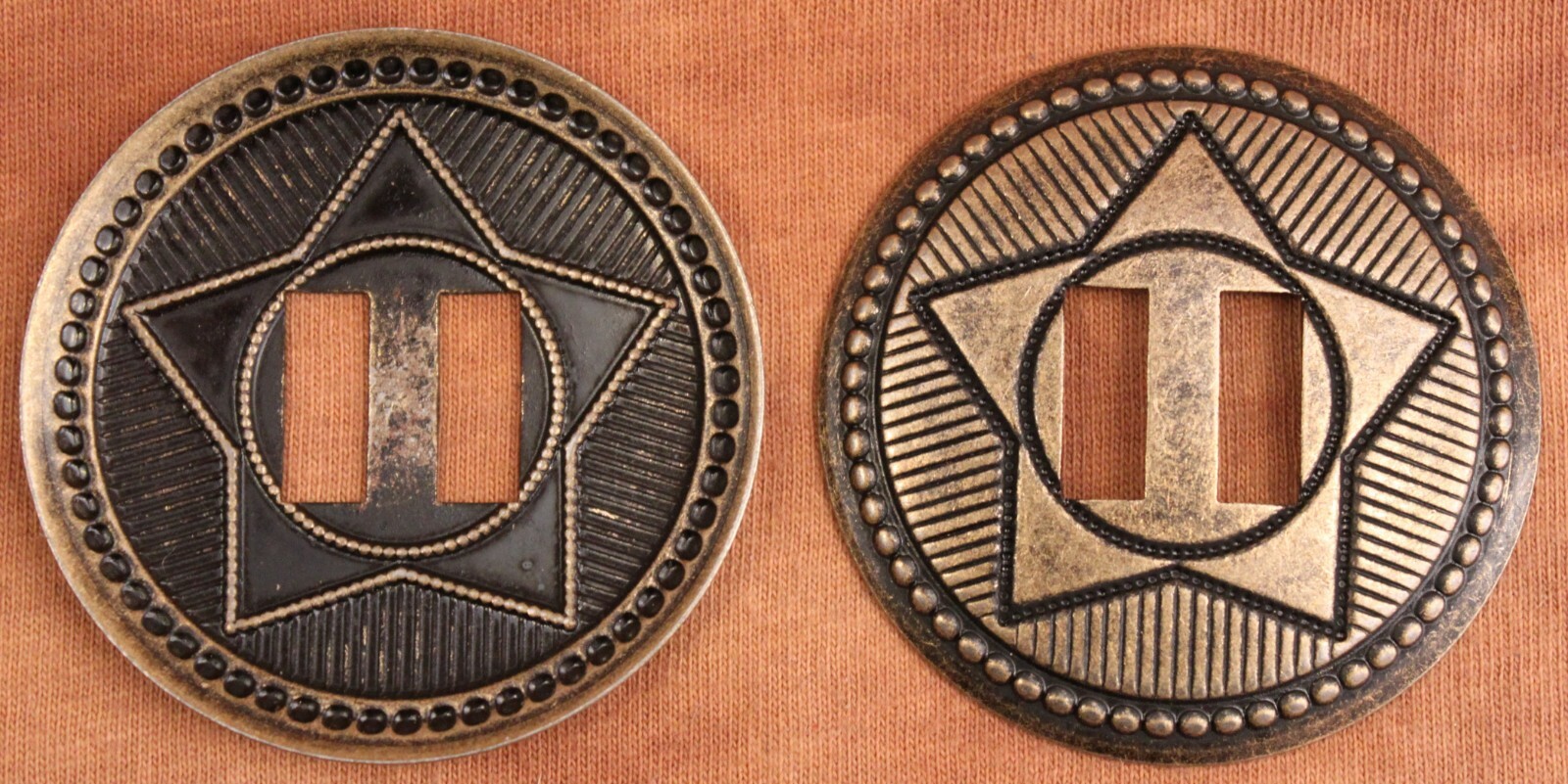 10 Concho with Star, Round / Domed / Old Brass Medieval Indian Cowboy 49mm