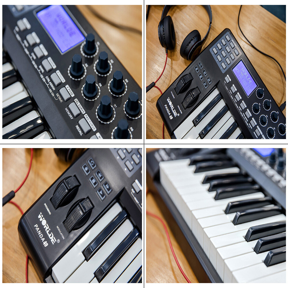Portable 49- USB MIDI Keyboard Controller 8 Colorful Backlit Trigge A3U5