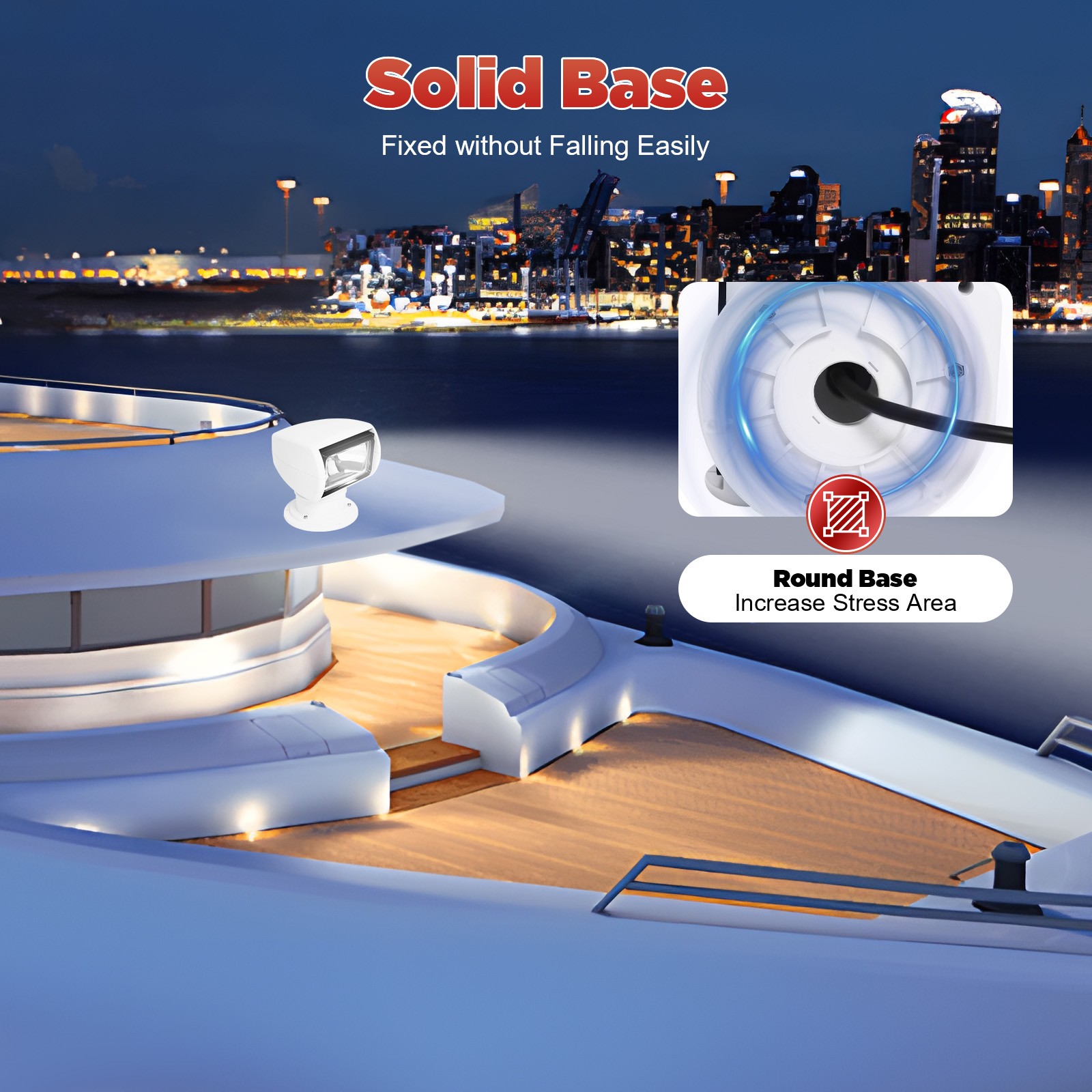 IP66 355° Rotatable Marine Spotlight 100W 2300LM Remote Control Boat Searchlight
