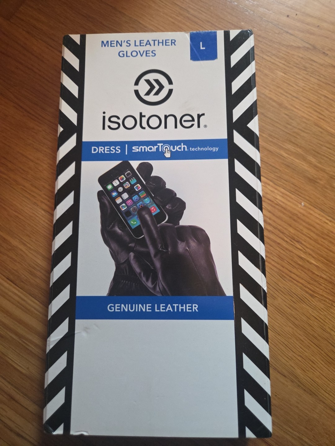 NEW Isotoner Men’s Black Leather Dress Gloves SmartTouch Touchscreen Size L New