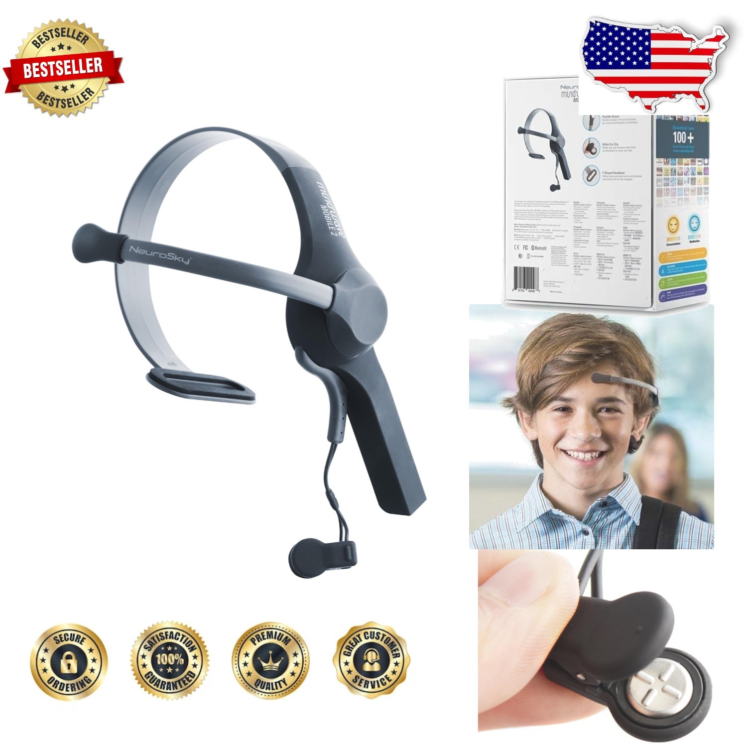 MindWave Mobile 2 Starter Kit - Bluetooth EEG Headset, Real-time Brainwaves