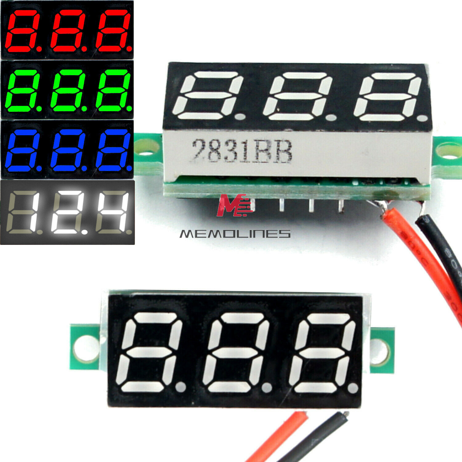 DC 2.4-30V 2-Wire Voltmeter 3-Digit LED Display Panel Volt Meter Voltage Tester