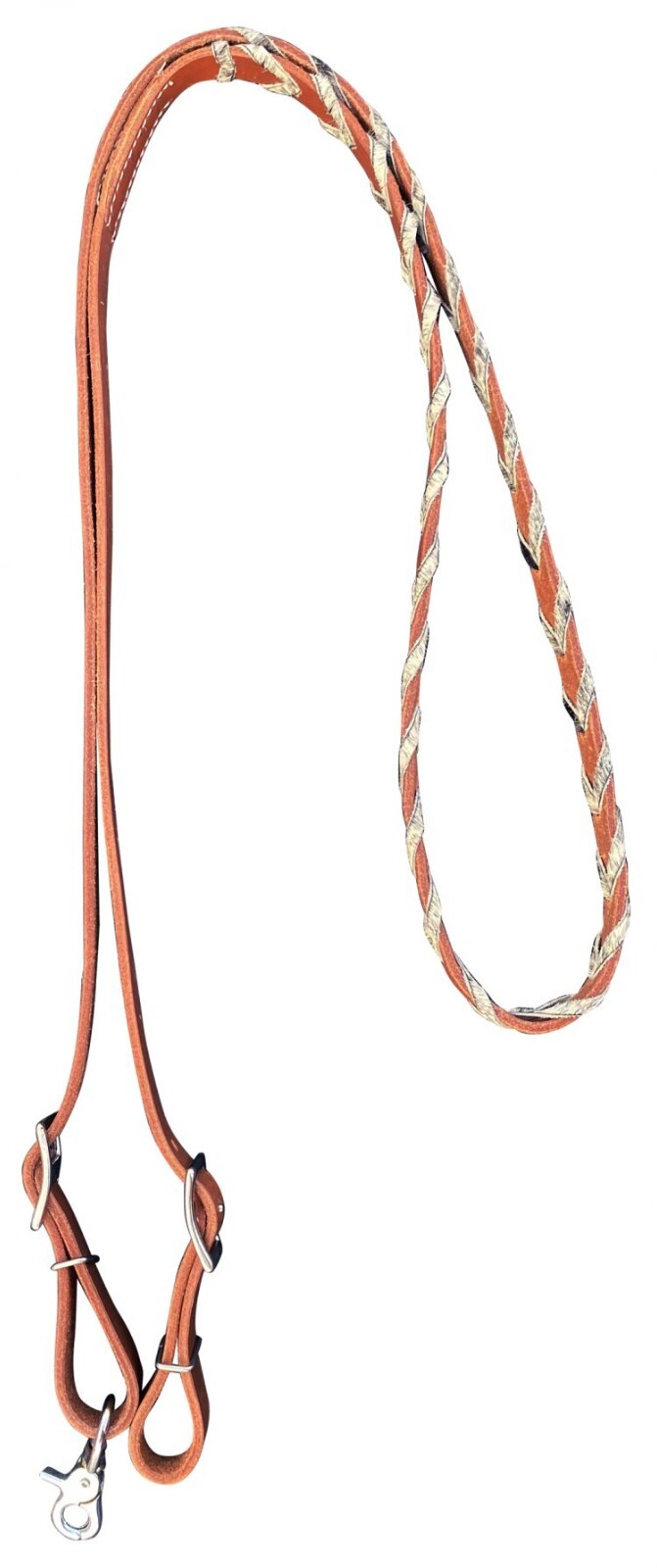 CONTEST REINS Argentina Cow Leather HAIR-ON COWHIDE Lacing Adjusts 94" to 98"