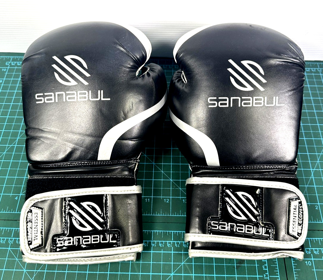 Sanabul Essential Gel Boxing Gloves 14oz Black Training Sparring Adult Pair