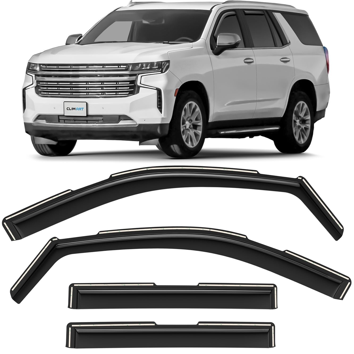 CLIM ART in-Channel Incredibly Durable Rain Guards for Chevy Tahoe/Cadillac E...