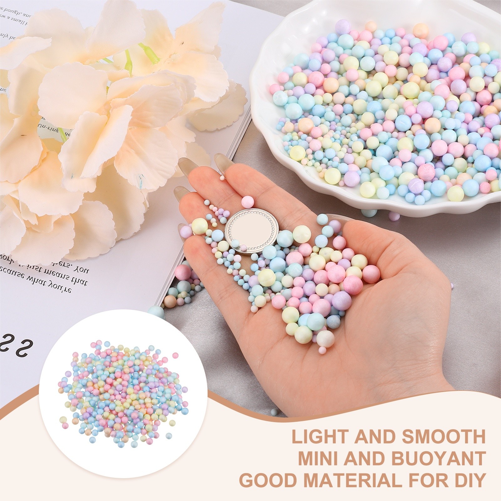 Foam Beads, 6-8mm Mini Polystyrene Foam Balls (Multicolor, 1 Pack 31g)