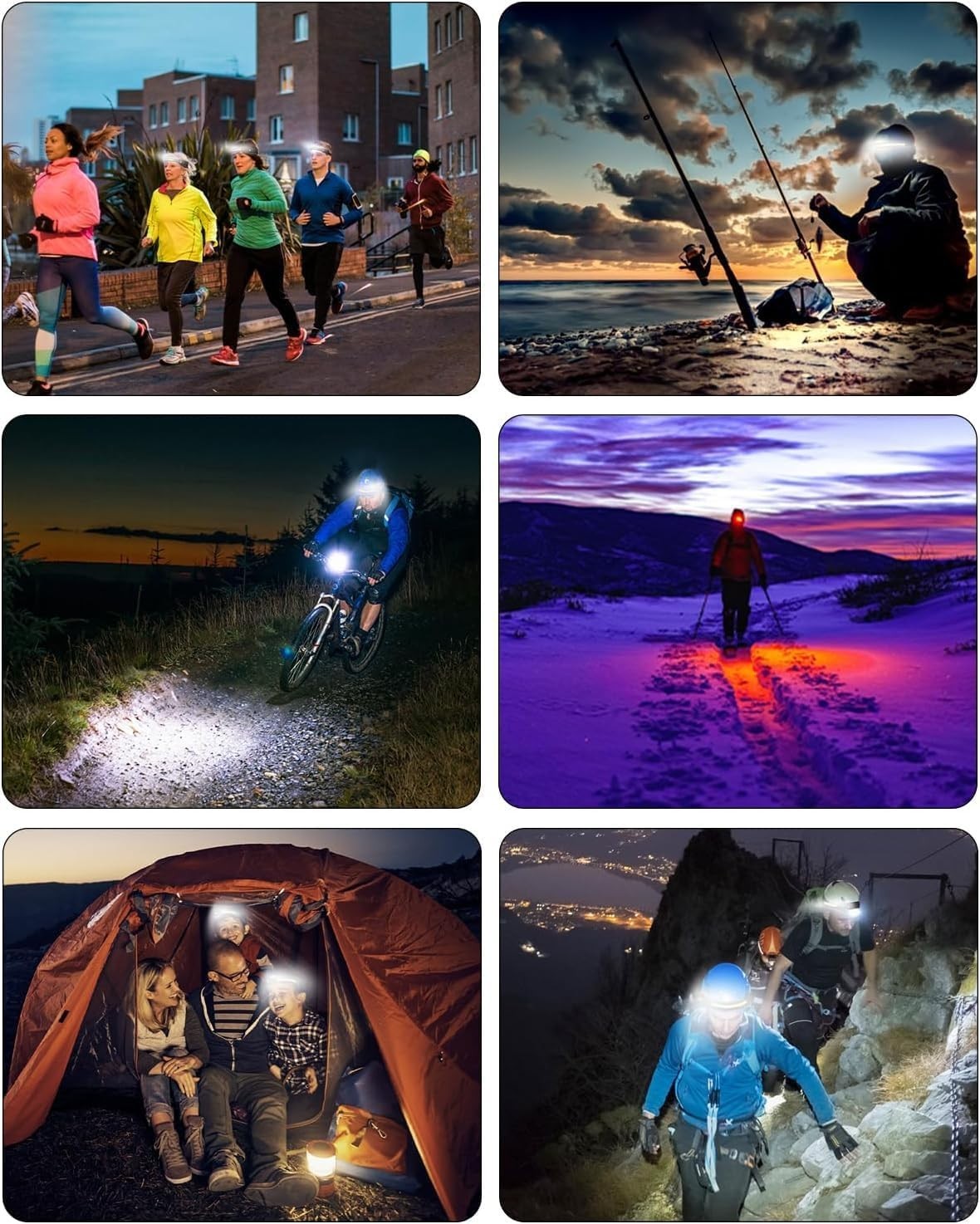 Headlamps Rechargeable with Red Light 2 Pack, Wide Beam Running LED Head Lamp...