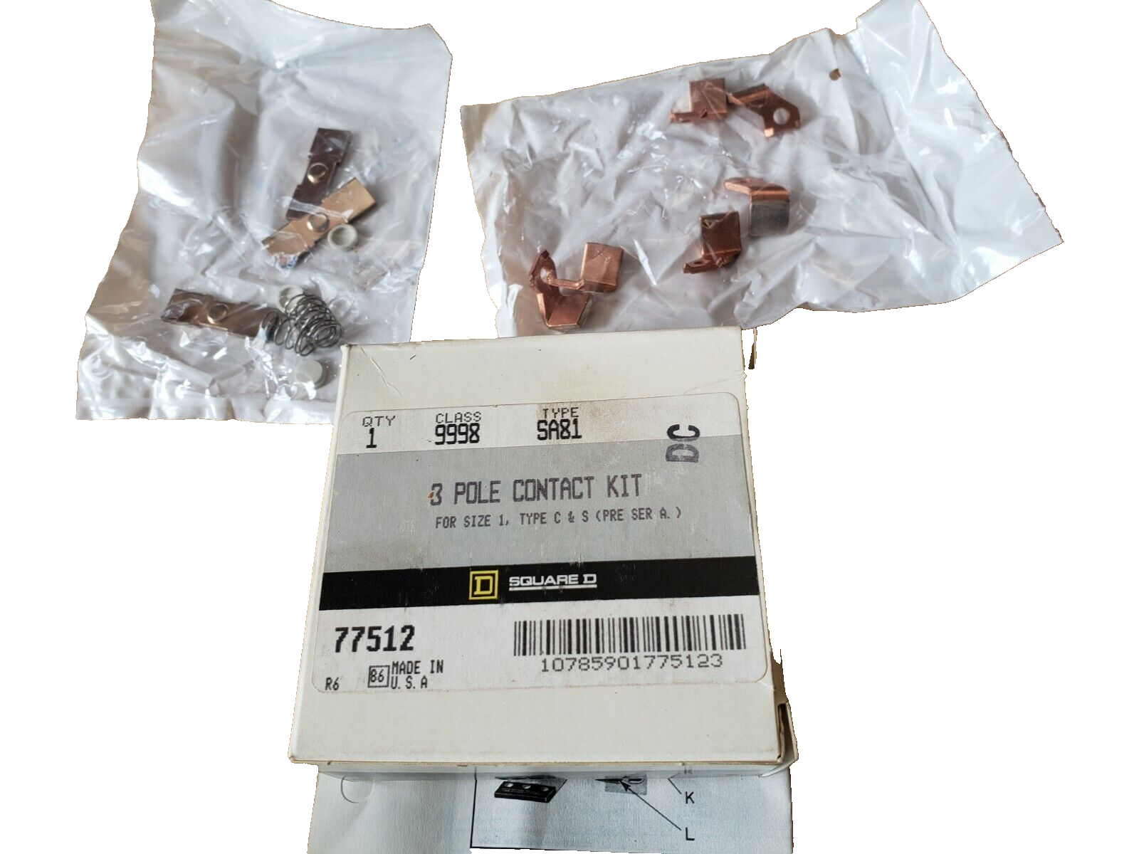 (QTY:1) Square D 9998-SA81 / 9998 SA81 Contact Kit