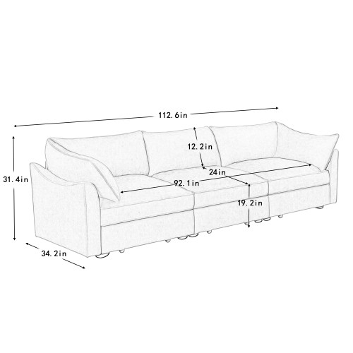 3Seater SofaWith Storage Pull outDrawersUnder Each Seat3 - Seat Large Wide