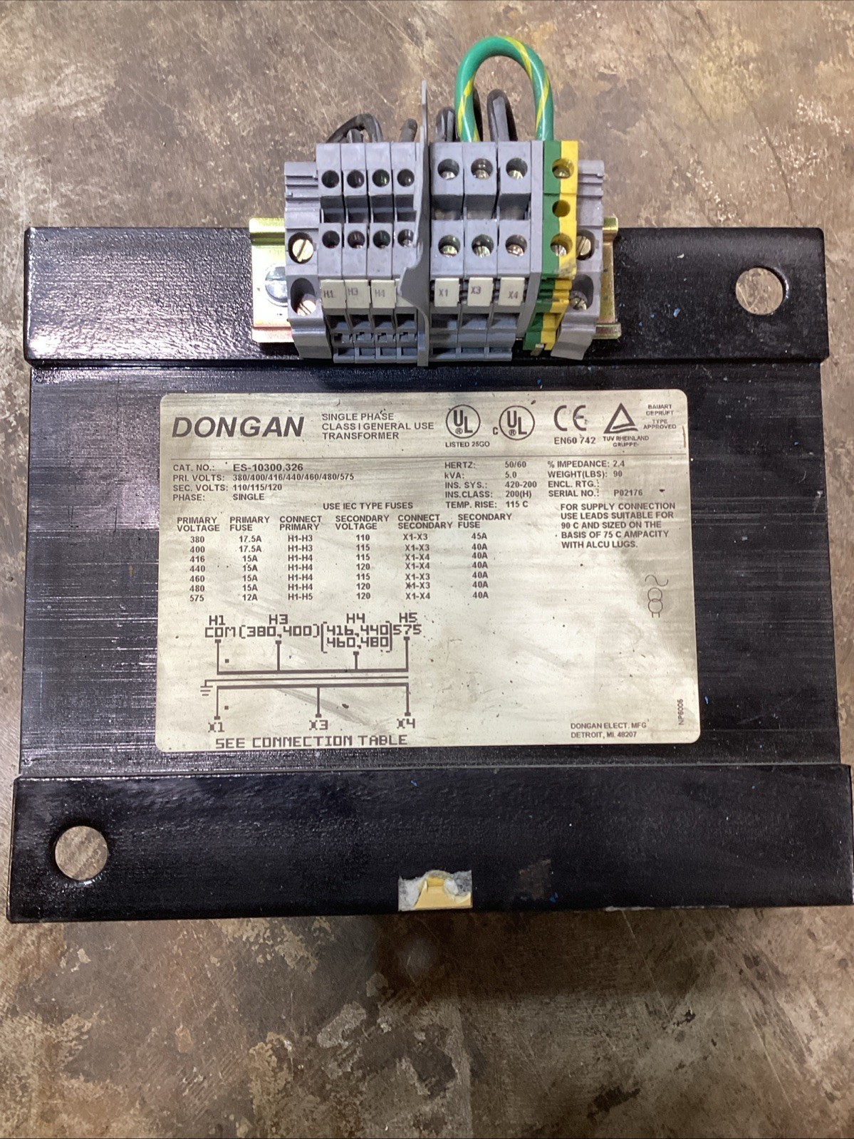 Dongan ES-10300.326 Single Phase Class I Transformer