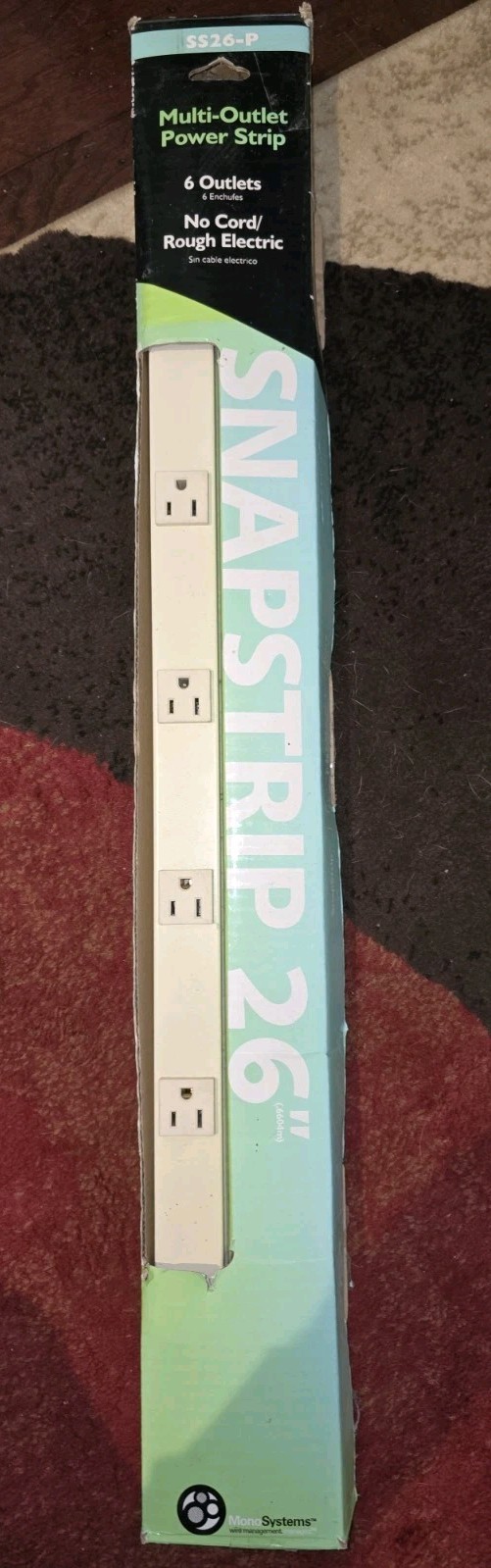 Mono Sytems ~ Multi-Outlet  Power Strip - SS26-P, SnapStrip 26", 6 Outlets