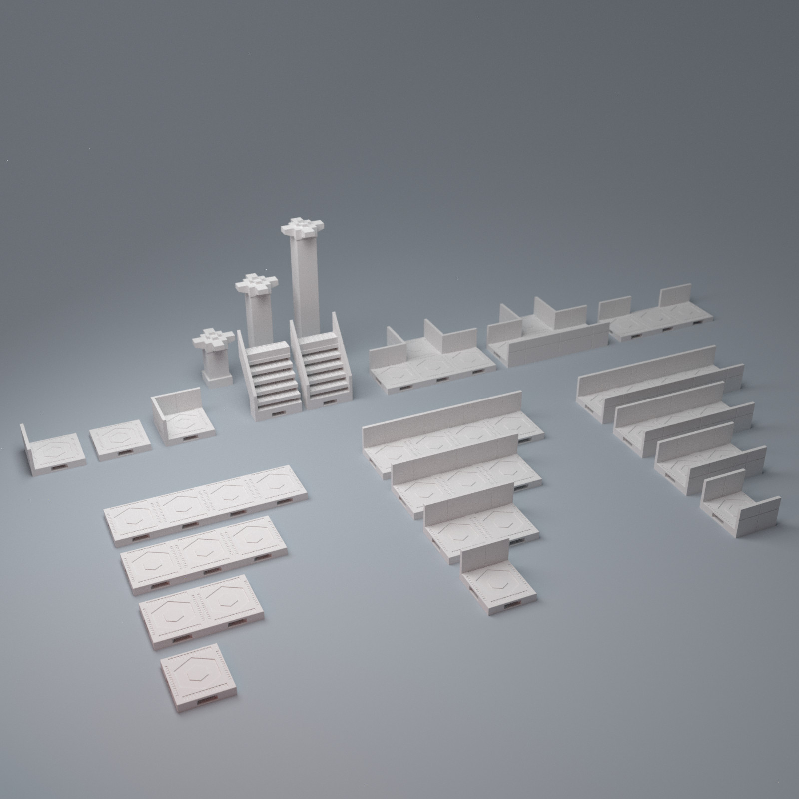 40mm Cyberpunk Elevated Transit Trainline + Modular Walkways Sci-Fi Terrain