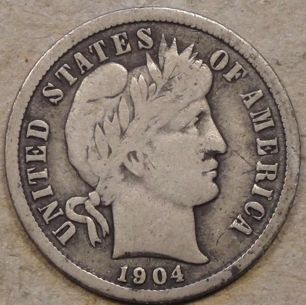 1904-S Barber Dime 10c F as Pictured L2