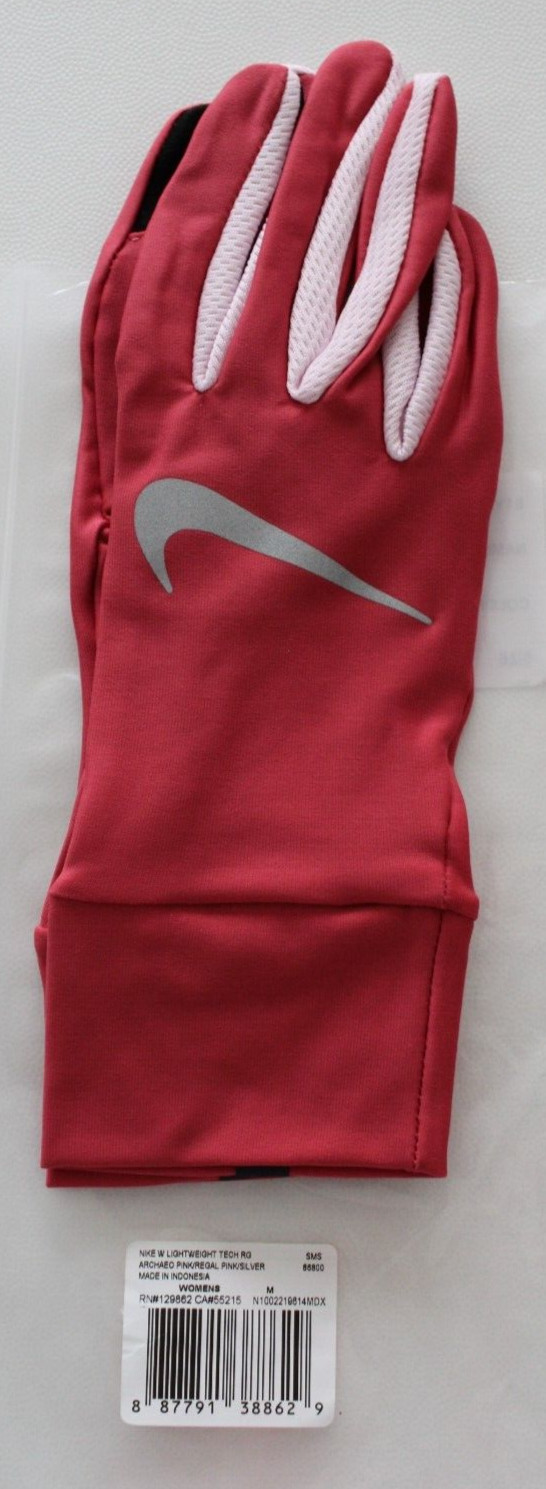 Nike Lightweight Tech Running Gloves Womens Medium Archaeo Pink/Silver