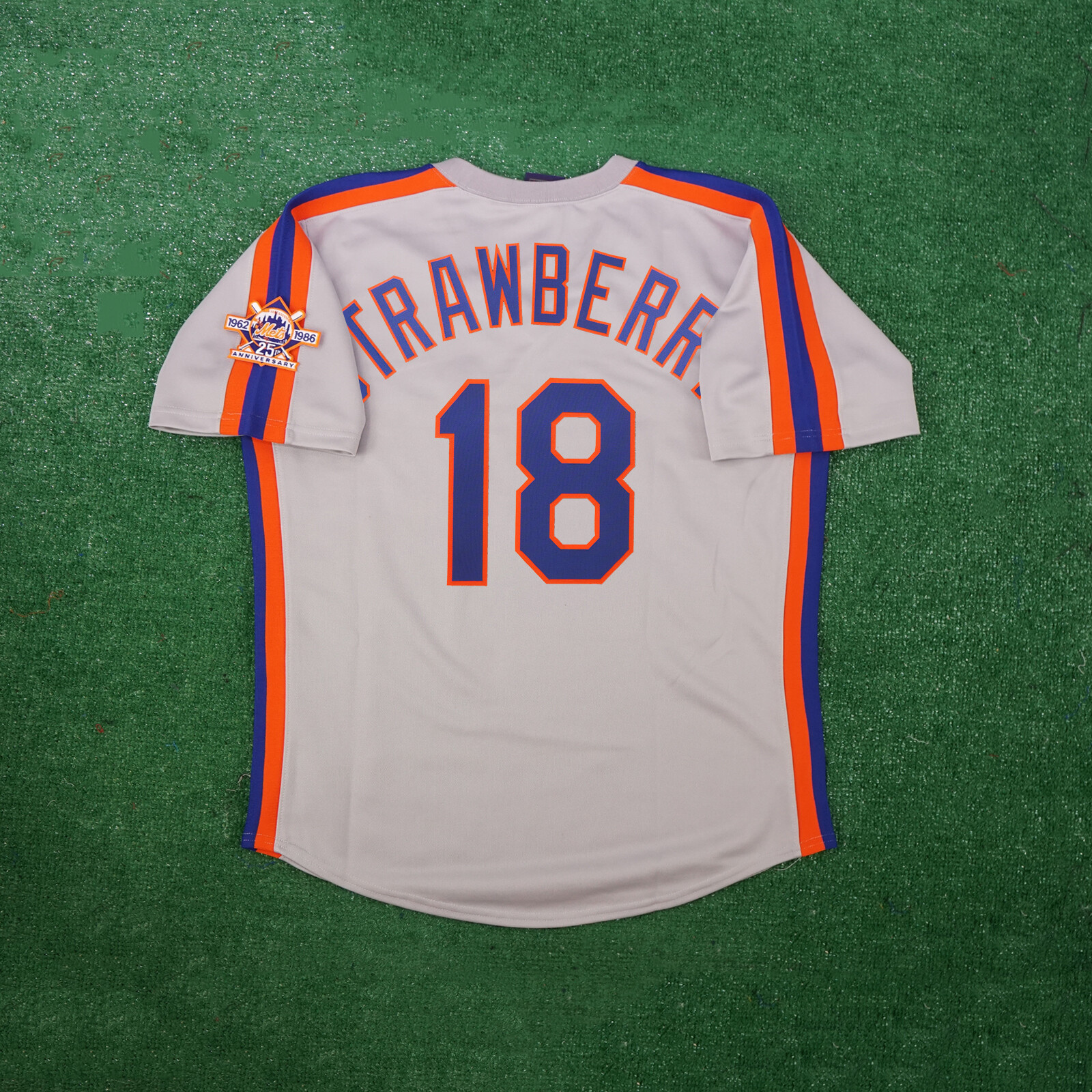 Darryl Strawberry 1986 New York Mets Grey Road Cooperstown Jersey w/ 25th Patch