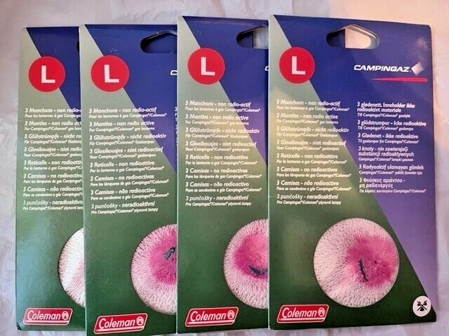 12 COLEMAN CAMPINGAZ 68656 BAYONET GAS MANTLES 4 PACKS OF 3 (12 TOTAL MANTLES)