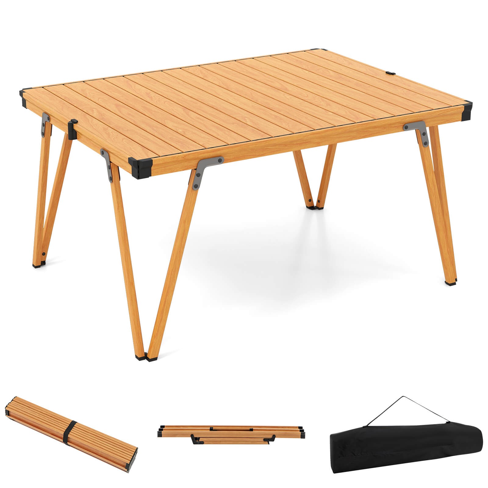 Folding Camping Table w/ Storage Bag and Waterproof Desktop Aluminum Structure