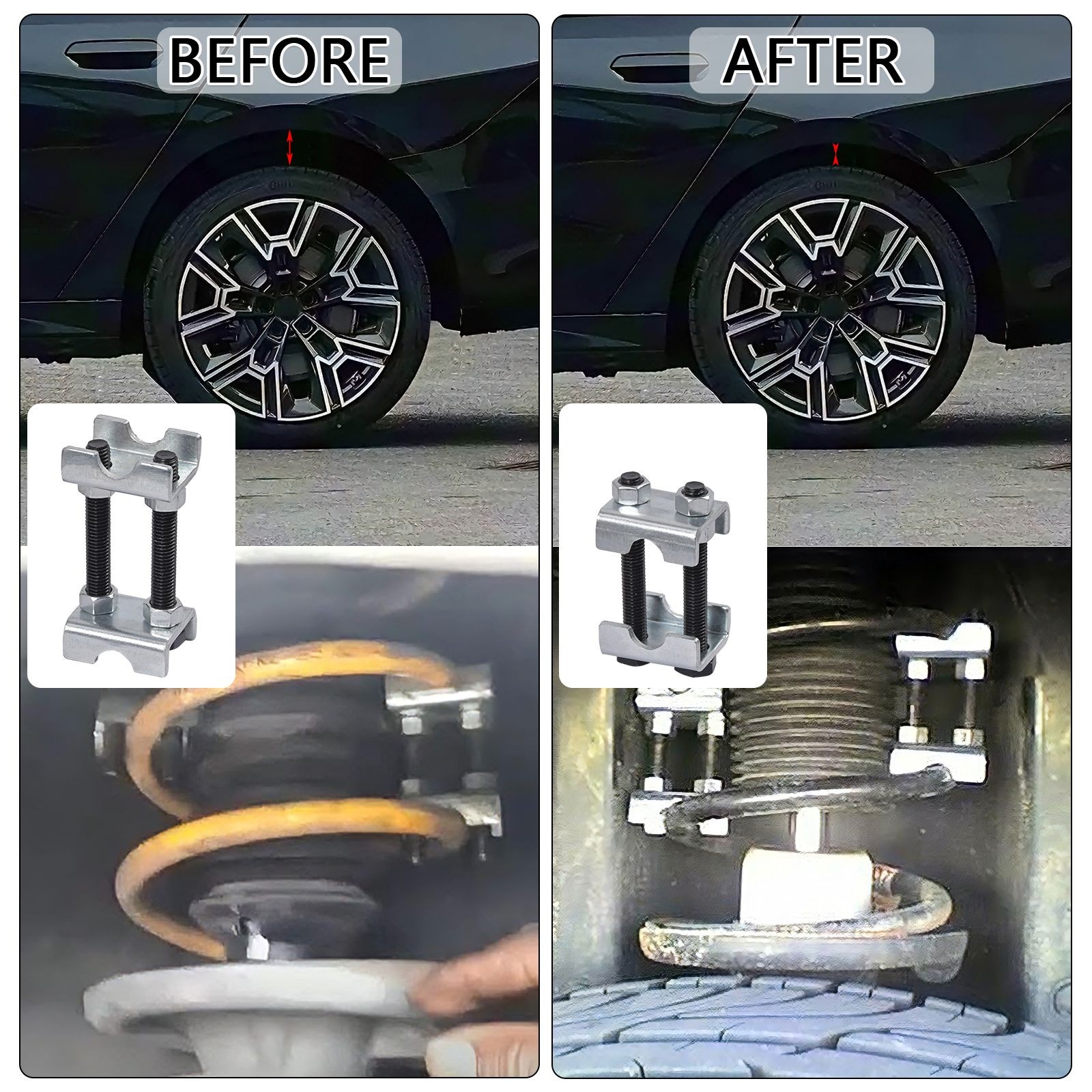4pcs 2-Way Adjustable Lift Or Lower Spring Spacer Coil Spring Compressor Set NEW