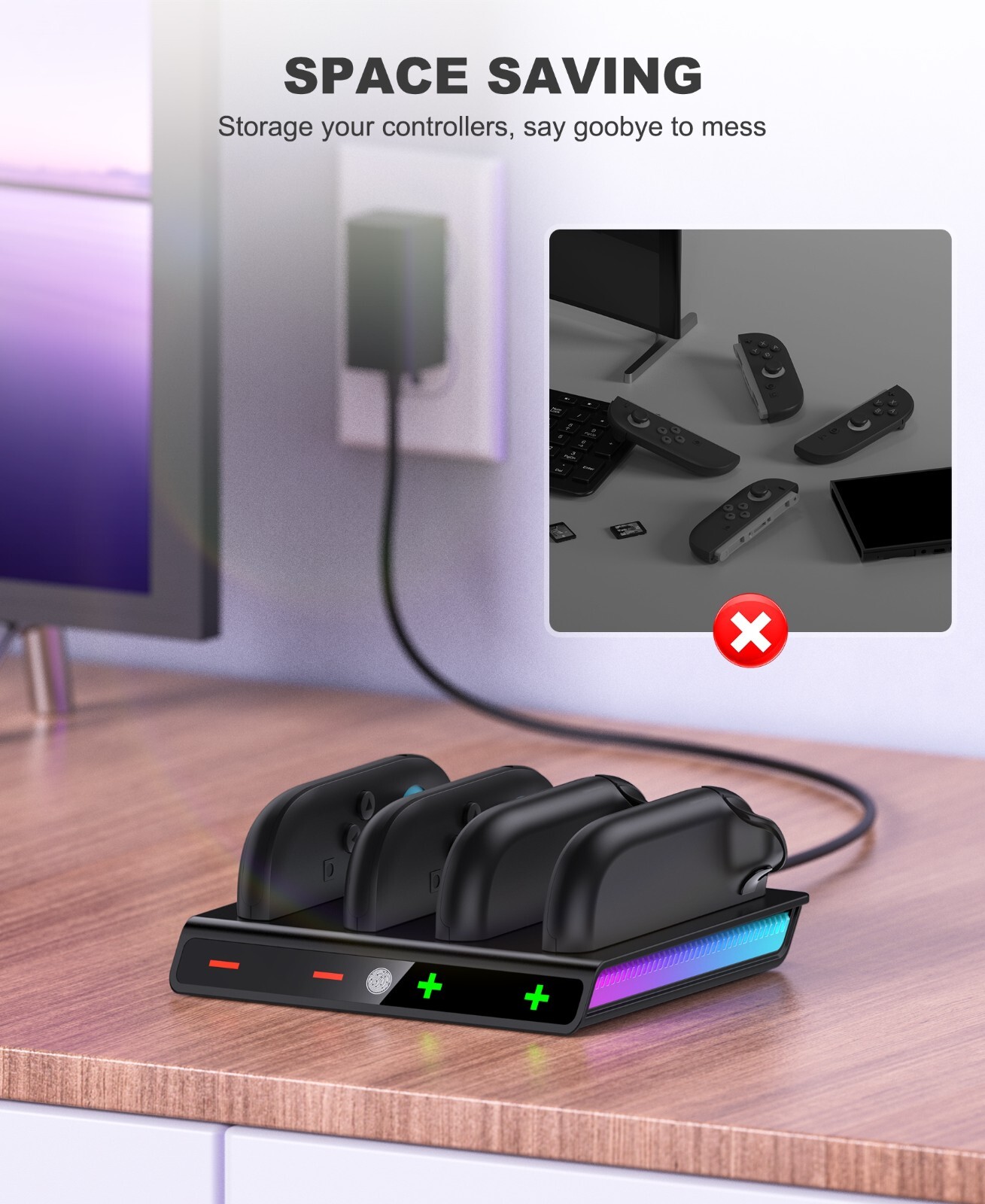 Switch2 Charging Dock for 2025 Nintendo Joy Con 2 Controllers with Magnetic Base