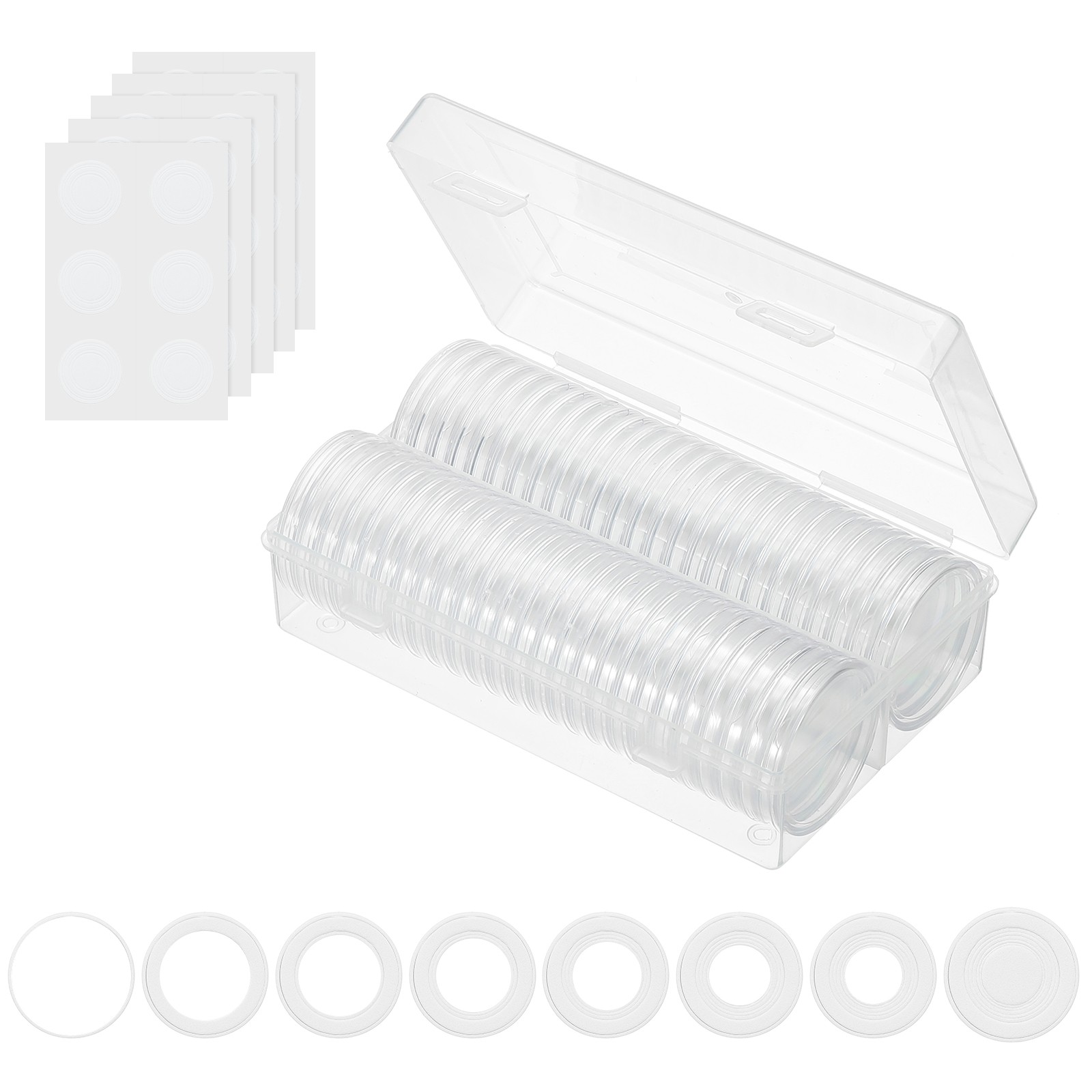 Coin Snap Holder 50pcs Coin Case Round Fit 19/20/22.25/25/27/30/38.5/41mm White