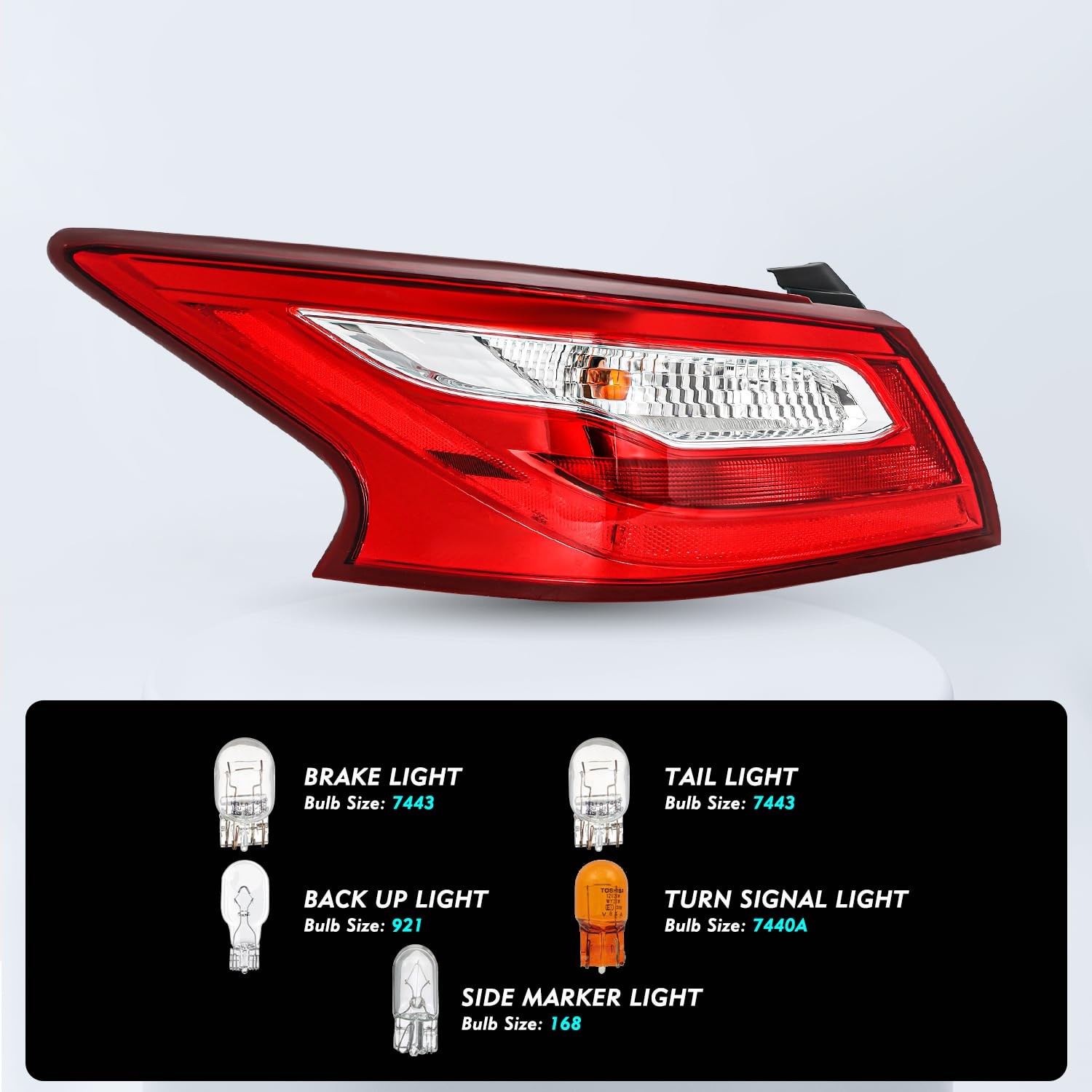 Altima Tail Light Assembly 2016-2018 Brake Light Bulbs Included Driver Left Side