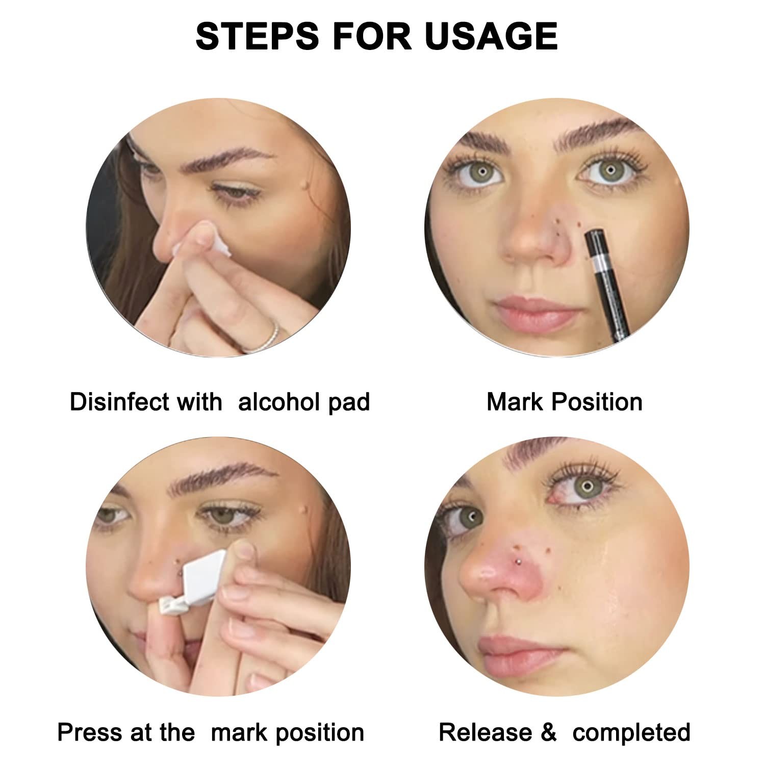 DIEWEISIMI Nose Piercing Kit, 2 Pack Disposable Self Nose Piercing