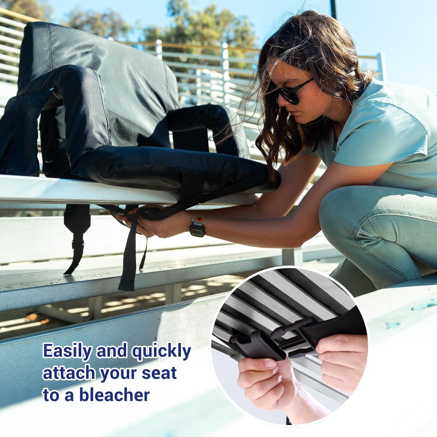 Sportneer Stadium Seats with Back Support, Bleacher Chairs with Back and Cush...
