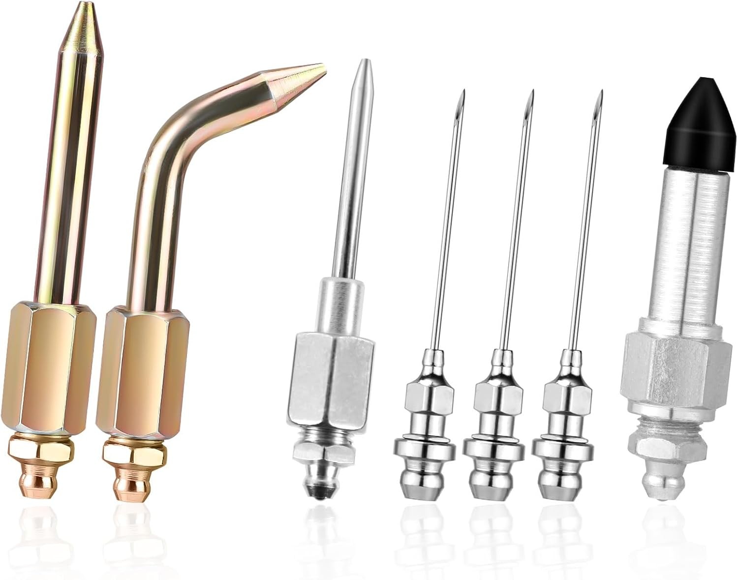 7pcs Grease Gun Accessory Kit, Including 3 Nozzle 1 Needle Dispenser...