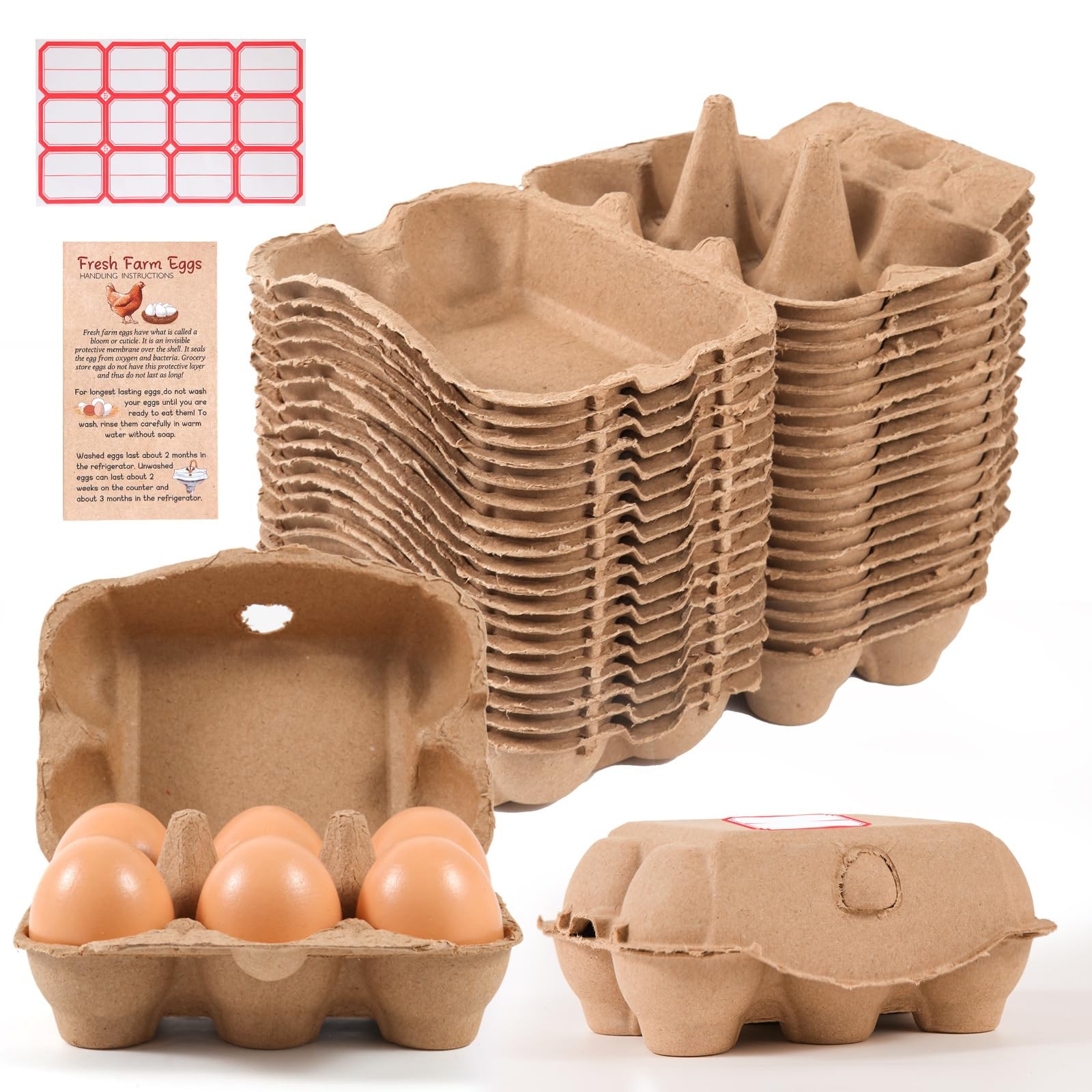 40 Pack Egg Cartons 6 Count Paper Pulp Reusable Strong Storage For Eggs Bulk