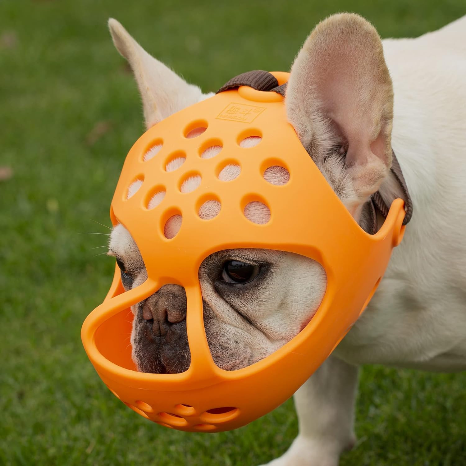 Short Snout Dog Muzzles,Soft Silicone Adjustable Breathable Bulldog Muzzle for B