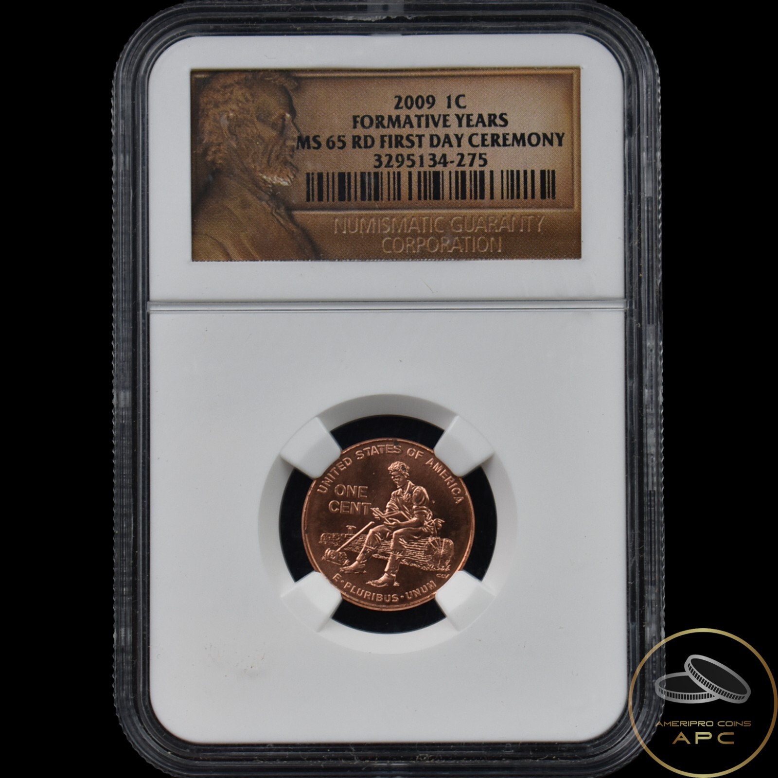 2009 Lincoln Cent Formative Years NGC MS 65 RD First Day Ceremony
