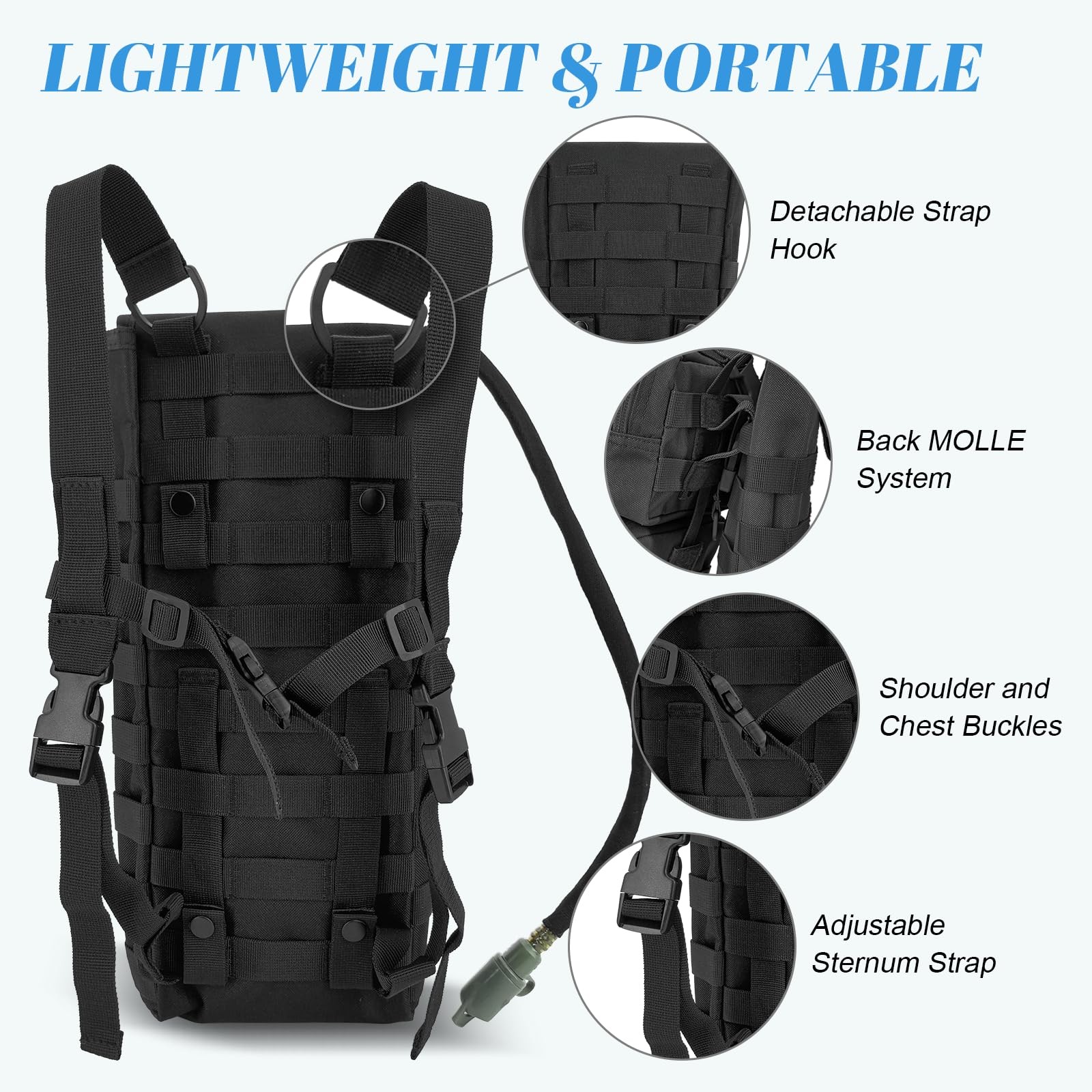 Tactical MOLLE Hydration Pack Carrier Backpack with 3L Water Bladder for Outd...
