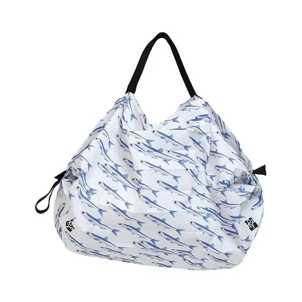 Shupatto Itoya Compact Bag S Sardine (white, blue) 7.5L