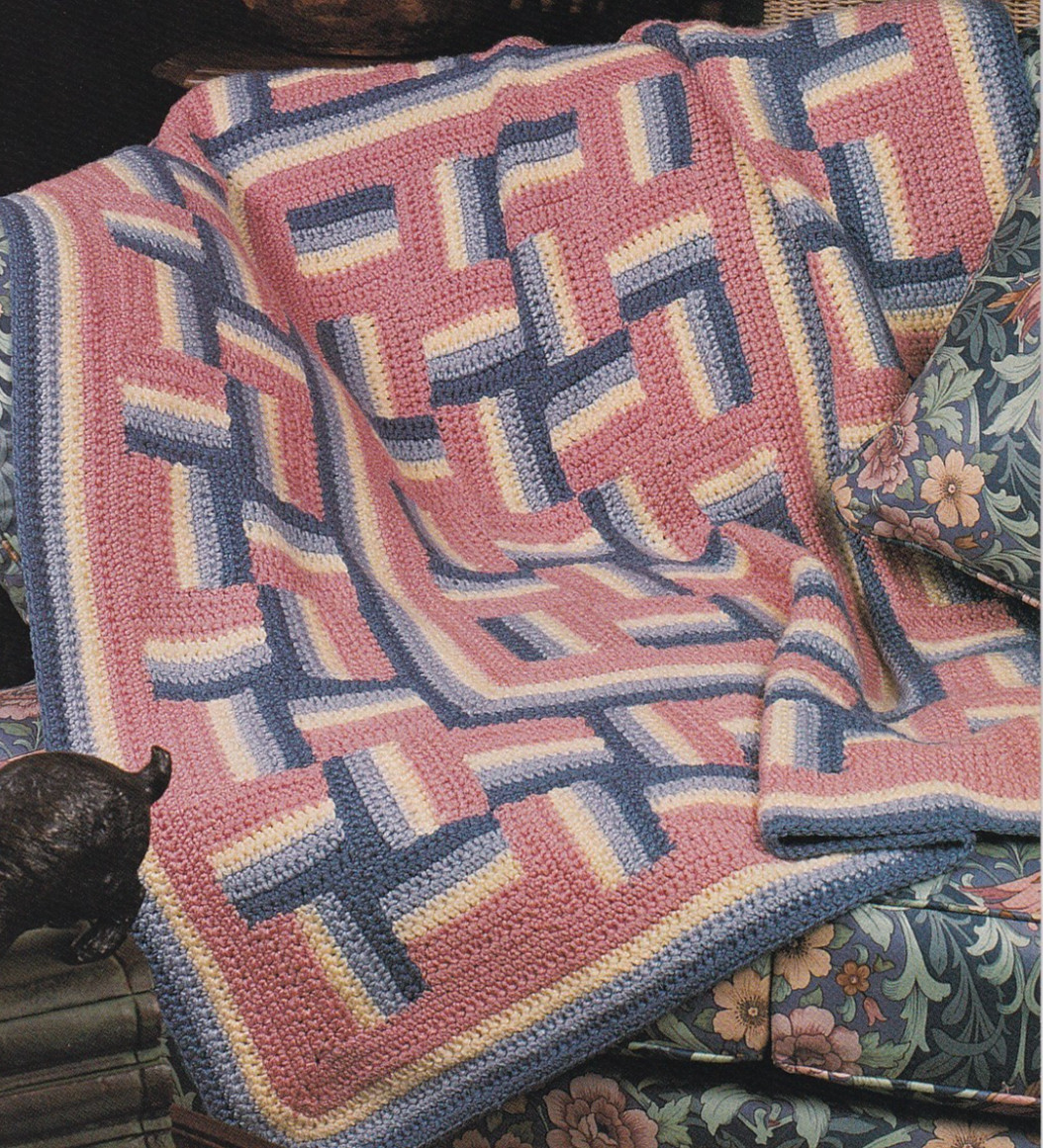 Crochet Afghan Pattern WINDMILL QUILT Instructions Annie's Club